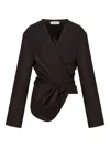 Alberta Ferretti Wrap-effect Coat In Brown