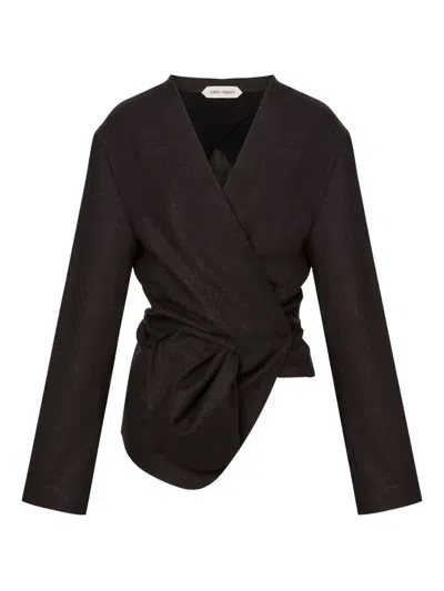 Alberta Ferretti Wrap-effect Coat In Brown