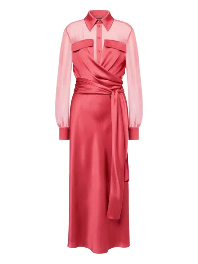 Alberta Ferretti Wrap-effect Shirt Midi Dress In Pink