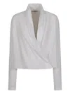 Alberta Ferretti White Cotton Blouse With Wrap Design In White