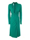 Alberta Ferretti Twisted-front Long-sleeved Midi Dress In Verde