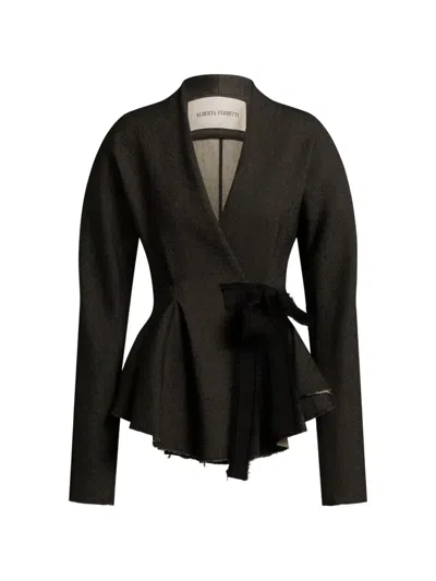 Alberta Ferretti Peplum Single Breasted Coat In Brown