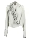 Alberta Ferretti Wrap-style Blouse With Ruffle Detail In Gray