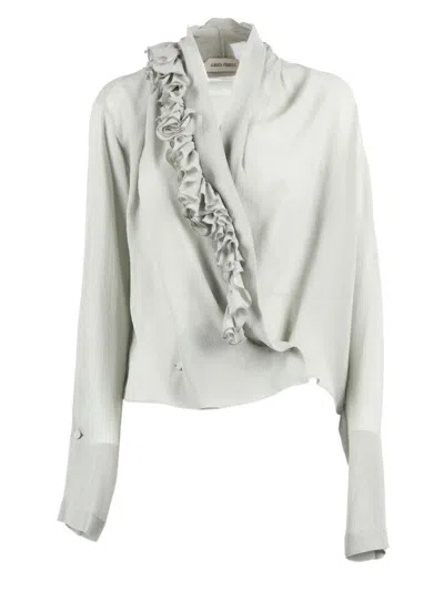 ALBERTA FERRETTI WRAP-STYLE BLOUSE WITH RUFFLE DETAIL
