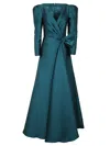 Alberta Ferretti Wrap-style Evening Dress With Bow Detail In Blue