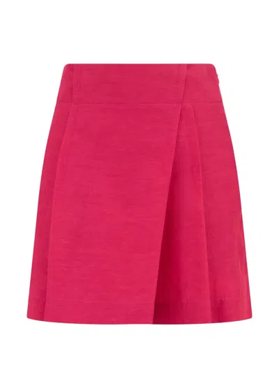 Alberta Ferretti Wrap-design Pleated Skorts In Red