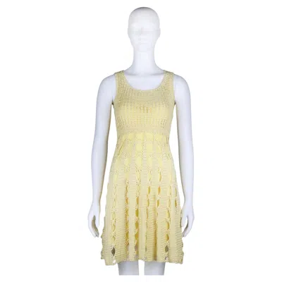Pre-owned Alberta Ferretti Yellow Crochet Knit Mini Dress, Spring/summer 2003