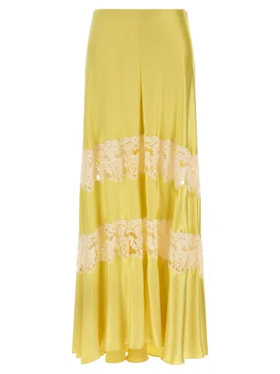 Alberta Ferretti Yellow Lace Insert Skirt