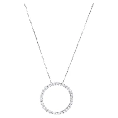 Pre-owned Alberto 1 Ctw White Diamond Circle Pendant Necklace In 14k White Gold