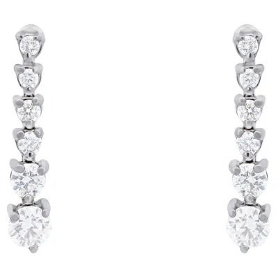 Pre-owned Alberto 1 Ctw White Diamond Graduated Drop Earrings In 14k White Gold