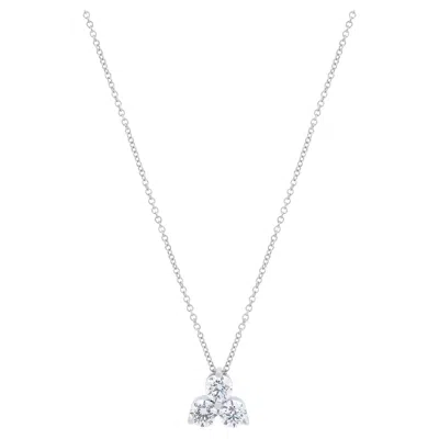 Pre-owned Alberto 1 Ctw White Diamond Three Stone Cluster Pendant Necklace In 14k White Gold