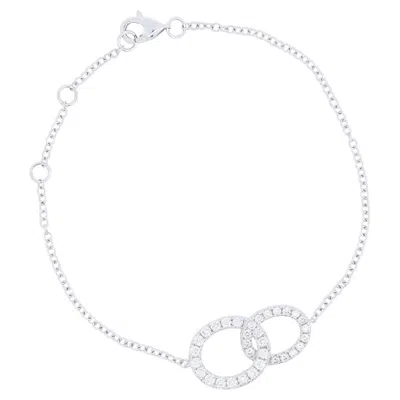 Pre-owned Alberto .52 Ctw White Diamond Interlocking Infinity Bracelet In 14k White Gold - 7 Inch