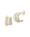 Alberto Amati 14k White & Yellow Gold Double Hoop Earrings In Gold