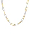 Alberto Amati 14k Yellow & White Gold Polished & Textured Chain Link Necklace, 18