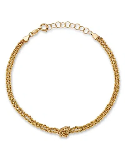 Alberto Amati 14k Yellow Gold Love Knot Double Strand Rope Link Bracelet