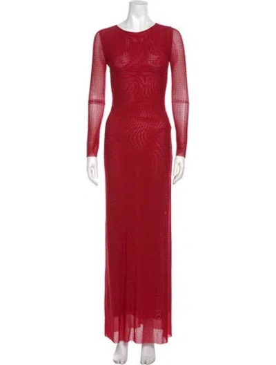 Pre-owned Alberto Audenino Crew Neck Long Dress In Red