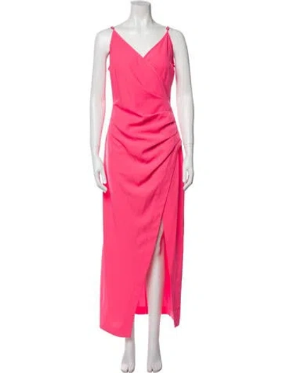 Pre-owned Alberto Audenino V-neck Long Dress In Pink