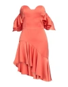 Alberto Audenino Woman Midi Dress Orange Size S Polyester In Orange