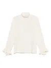 Alberto Biani Bell Sleeves High Neck Ruffled Cuffs