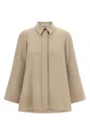 Alberto Biani Three Quarter Sleeve Relaxed Fit Shirt In Neutral