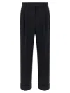 Alberto Biani Tailored Trousers With Cuffed Hem And Pleats In Black