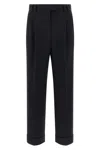 Alberto Biani Tailored Trousers With Cuffed Hem And Pleats In Black