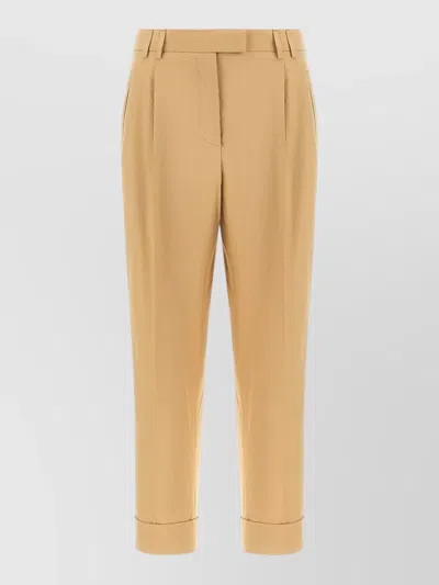 Alberto Biani Albertino Pants Pleats Belt Loops Cuffs In Brown