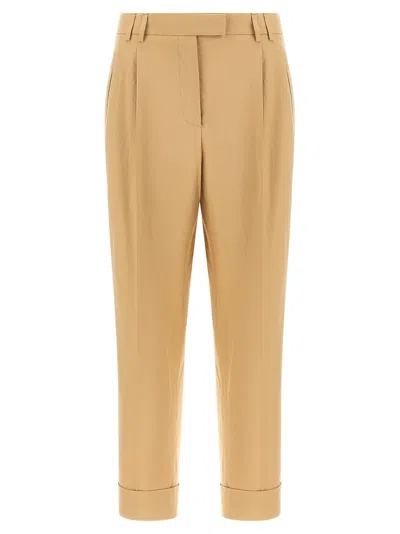 Alberto Biani Beige Straight Pleated Pants In Nude