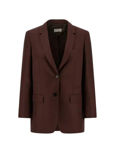 Alberto Biani America Buttoned Blazer In Brown