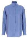 Alberto Biani Clear Blue Shirt With High Collar In Blue
