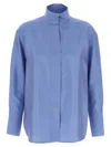 Alberto Biani Clear Blue Shirt With High Collar In Blue