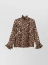 Alberto Biani Leopard Print High-neck Shirt In Animal Print