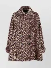 Alberto Biani Animal Print Double Breasted Jacket Wide Collar In Multi