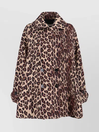ALBERTO BIANI ANIMAL PRINT DOUBLE BREASTED JACKET WIDE COLLAR
