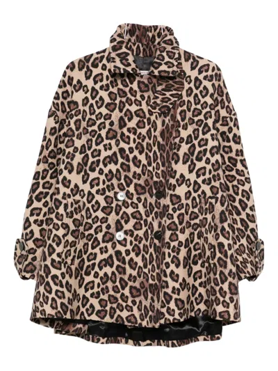 Alberto Biani Animal-print Peacoat In Brown