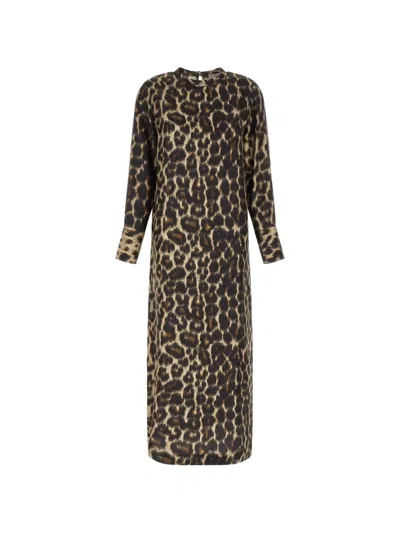 Alberto Biani Animal-print Silk Maxi Dress In Animal Print
