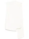 Alberto Biani Crepe Texture Wraparound Style Side Button T-shirt In White