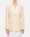 Alberto Biani Beige Double-breasted Jacket With Flap Pockets And Shiny Finish In Neutral
