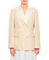 Alberto Biani Beige Double-breasted Jacket With Flap Pockets And Shiny Finish In Neutral