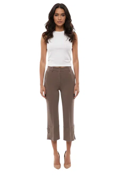 Alberto Biani Beige Slim Flat Front Pants In Brown
