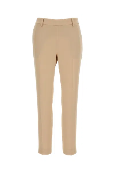 Alberto Biani Beige Straight Leg Cady Formal Pants In Brown