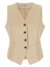 Alberto Biani Linen Viscose Vest In Beige