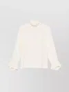 Alberto Biani Bell Sleeves High Neck Ruffled Cuffs In White