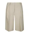 Alberto Biani Soft Linen Blend Shorts With Front Hook In Nude