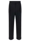 Alberto Biani Tailored Trousers With Cuffed Hem And Pleats In Black
