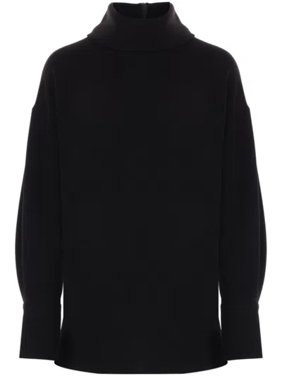 ALBERTO BIANI BLACK CREPE BLOUSE