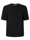 Alberto Biani Black High-collar Stretch Viscose Short Shirt In Black