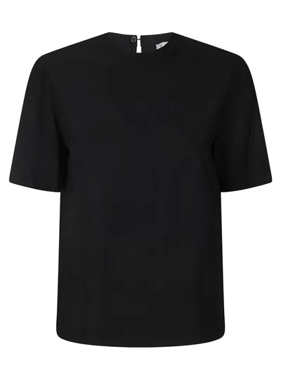 Alberto Biani Black High-collar Stretch Viscose Short Shirt