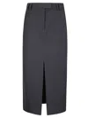 Alberto Biani Black Midi Skirt With Front Slit In Black