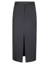 Alberto Biani Black Midi Skirt With Front Slit In Black
